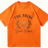 The Bride Girls Club Graphic T Shirt Minimal Gold Wedding Ring Leaf Floral Script Letter Print Crew Neck Unisex T Shirt