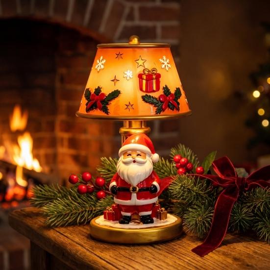 Bedroom Holiday Decor Christmas Lighted Table Lamp, Santa Claus Reindeer Garden Balcony Ornaments Desktop Ornament for Living Room Indoor Home