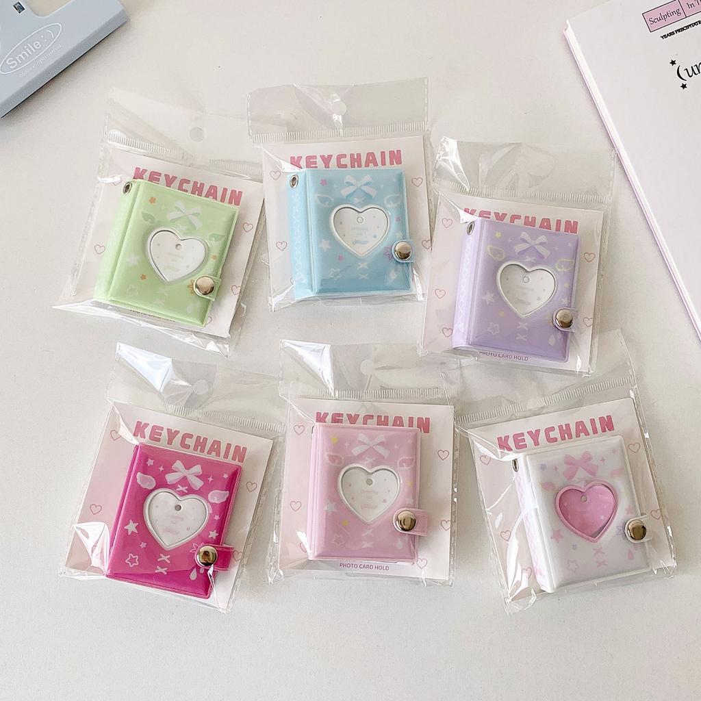 Hisocute Mini 2 Inch Keychain Pendant Photo Album Girl Love Big Head Sticker Storage Album ID Photo Card Album