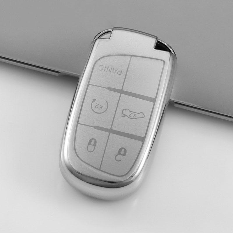 

European & American Jeep Compass, Renegade, Grand Cherokee Liquid Silver Key Cover