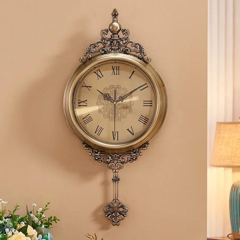 Metal European clock wall clock living room home fashion personality creative simple Nordic American retro pocket watch G7G5X1