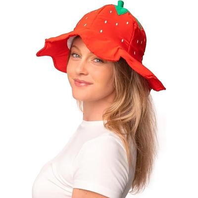 Fruit Hat Cartoon Plush Strawberry Hat Winter Warm Red Fruit Strawberry Cap Unisex Strawberry Cosplay Adult