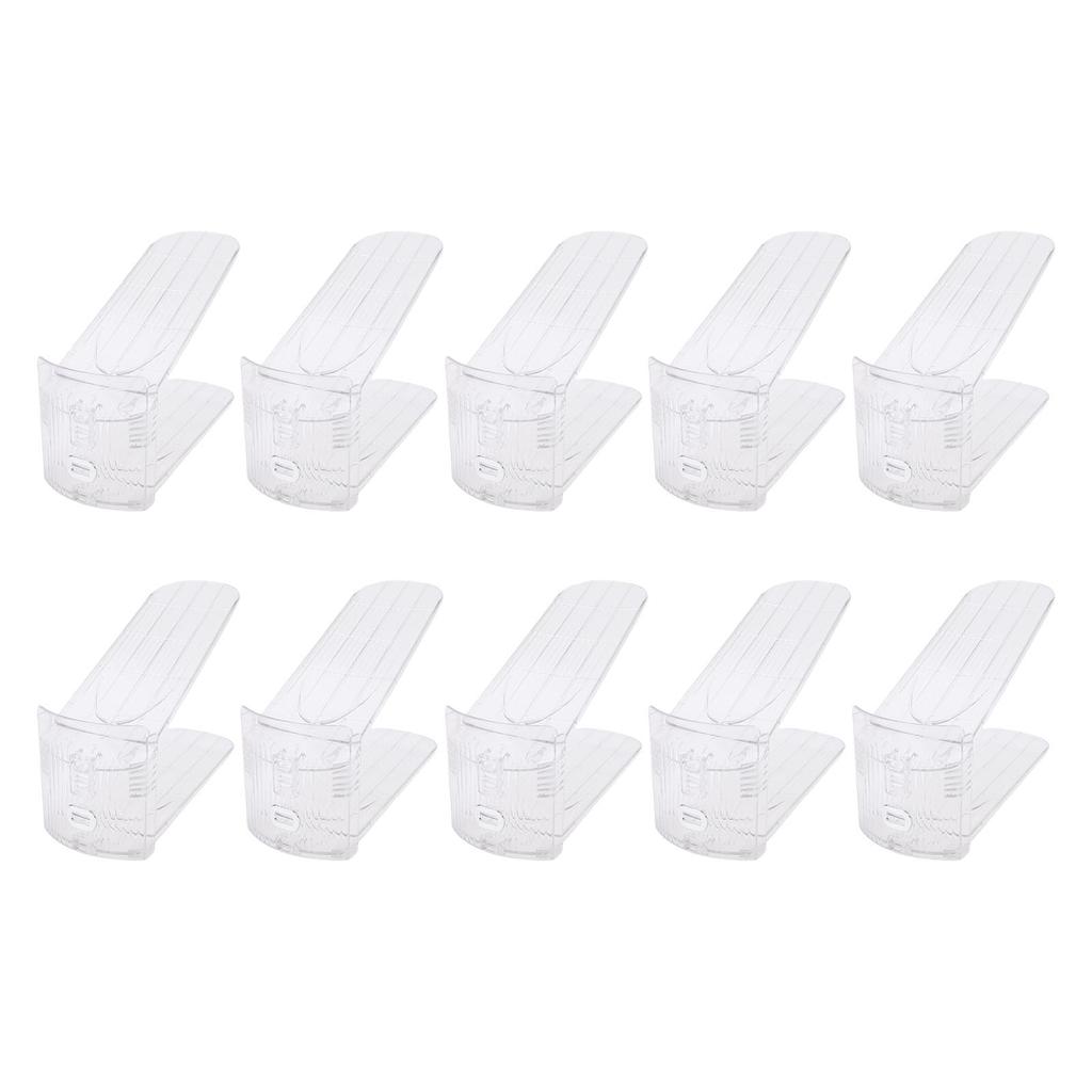 10 Pcs Shoe Slots Organizer Adjustable Transparent Double Layer Stack Shoe Rack for Home Dormitory Transparent White