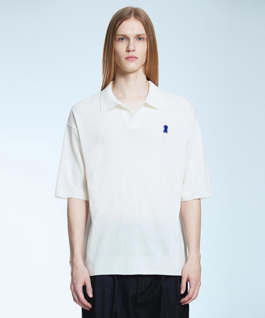 Sekeonmonollogeu Keyhole Collar Short Sleeve Summer Knit Ivory Sekt005Ivory