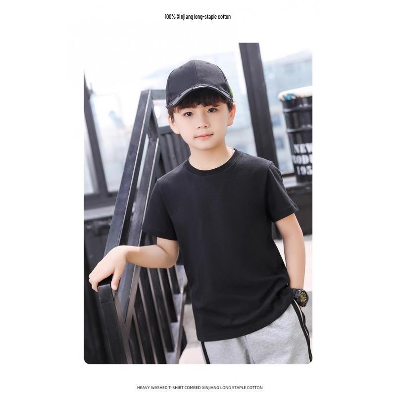 Boys' Pure Cotton School Style Short-Sleeve T-Shirt for Ages 10-14 - Summer 2025