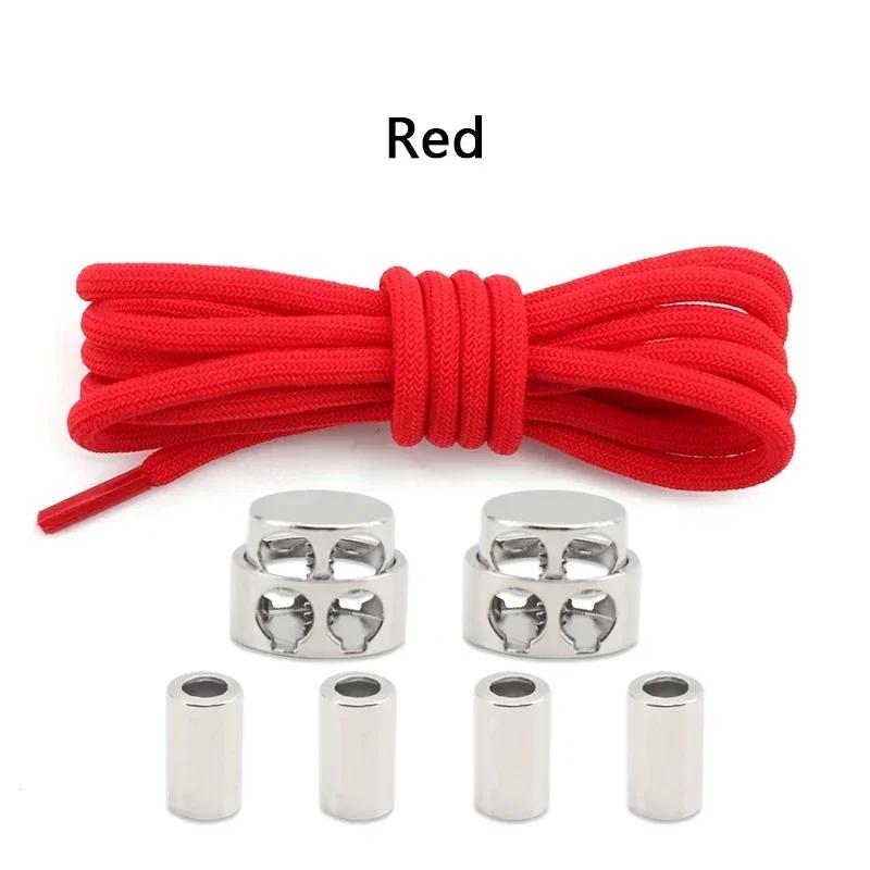 1Pair Lock Shoe laces Without ties Metal Buckle Laces Round Elastic Laces Sneakers Kids Adult No Tie Shoelaces Shoes Accessories