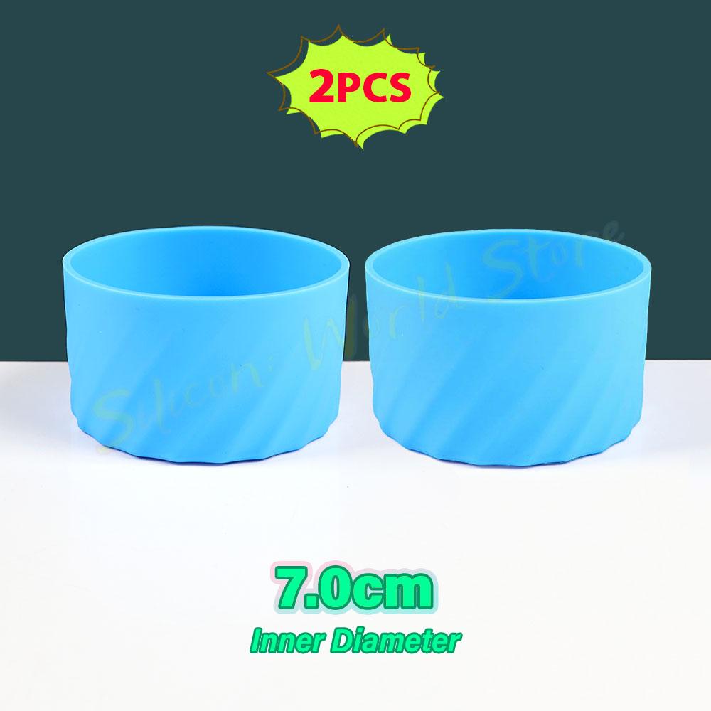 SW 2PCS 7.0CM Water Cup Silicone Boots Thermos Protective Cover Silica Gel Bottom Sleeve Anti-Slip Scratch-resistant for Stanley