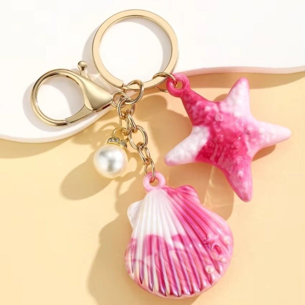Colorful Shell Key Ring Marine Creature Shell Pendant Shell Keychain  DIY Jewelry Gifts