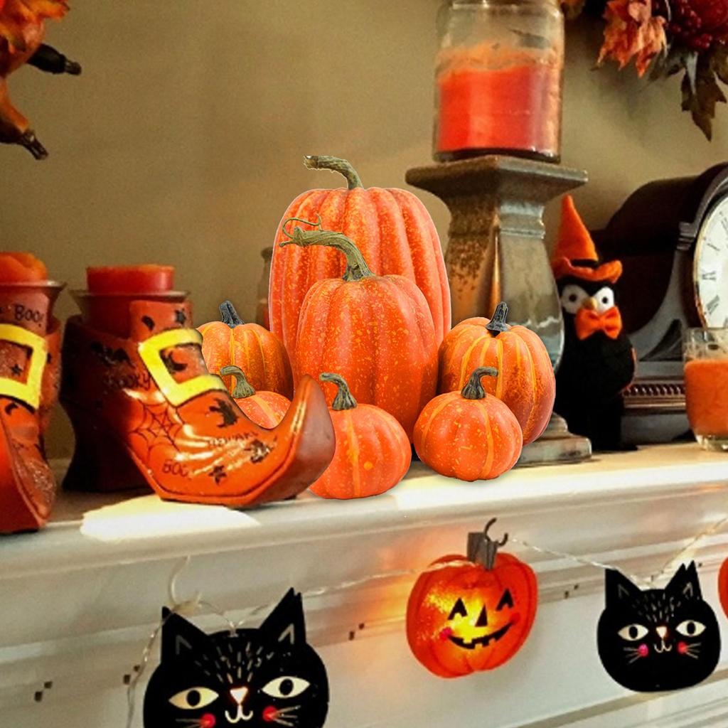 Artificial Assorted Pumpkins 7Pcs Mini Fake Pumpkin Autumn Decorations Artificial Vegetables Halloween Decorations For Home