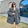 Women Bow Embroidery Tweed Suit Jacket Autumn Winter Thickened Shoulder Pad Wool Blazer Unique Design