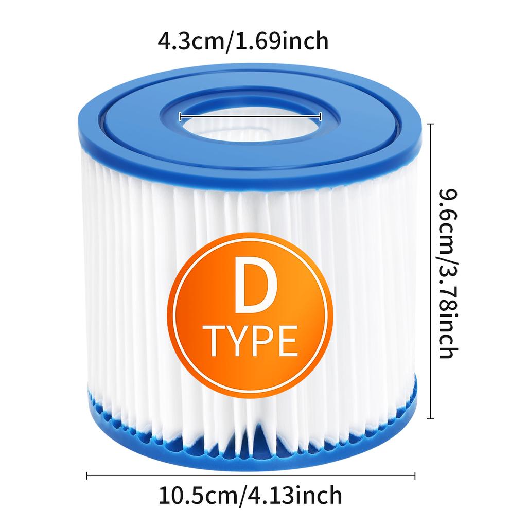 Type D Filter Cartridge For Intex Pool Swimming & Spa, Summer Waves RX600 FX600 Pump P57100102 P57000104, Unicel C-4313