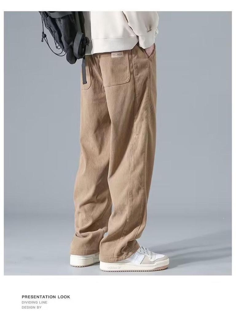 Herren Amerikanische Retro Cord Weitbein Hose - Schwerer Fall, Lockere Passform, Perfekt für Frühling & Herbst