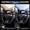 Black Steering Wheel Cover For Tesla Model 3/Y 2016-2025 2026 Juniper/Highland | Non-Slip, Segmented, -Fit, Carbon Fiber | Model Y Juniper