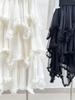 Elegant White Ruffle Mesh A-Line Skirt