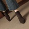 Krazing Pot Cow Suede Nubuck Pointed Toe Thick Heels Chelsea Boots Size 43 Zip Basic Clothing Women Ankle Boots