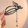 1Pc Pearl Rhinestone Oval Fishtail Twist Clip Back Head Hair Ponytail Clip Advanced Sense Fringed Hairpin Headgear Temperament