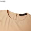 ZANZEA Women Casual Round Neck Loose Long Sleeve Muslim Long Dress