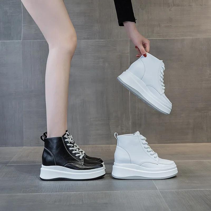 Mode 5,5 CM Femmes Dermis Baskets Nouvelle Mode Hautes Bottes Femmes Chaussures Décontractées à Plateforme Chaussures de Course Extérieures Femmes Tenis Bottines