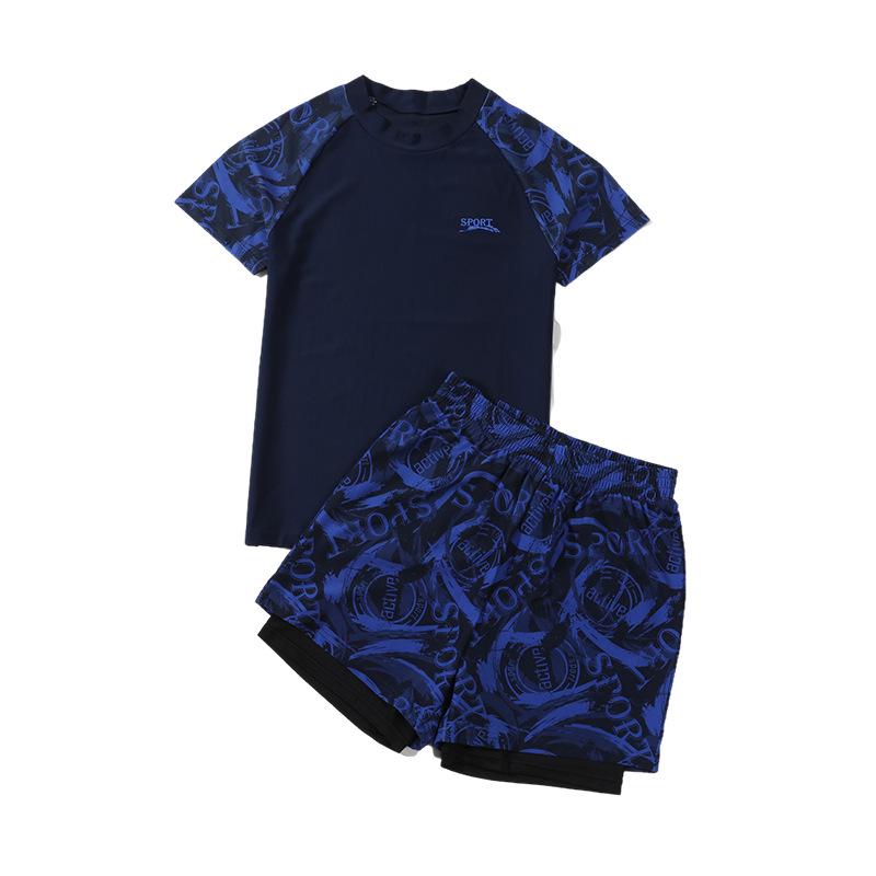 Boys' 2025 Split Swimsuit: Double Layer Swim Trunks for Young and Older Boys