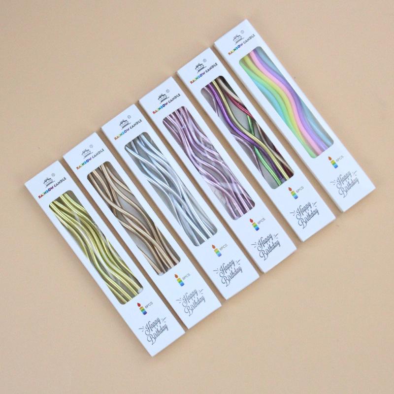 Curve Rainbow Thread Candle Creative Birthday Cake Candle Curve Candle Rainbow Candle