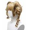 Golden Double Ponytail Braided Wig with Bangs Fluffy Layered Wavy Curly Glossy Synthetic Cosplay Anime Lolita