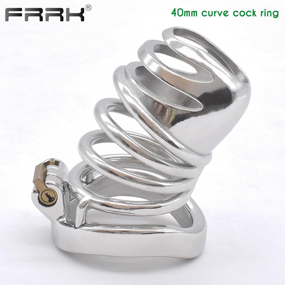 Juguetes sexuales rizados BDSM con cerradura integrada, jaula de castidad de Metal para pájaros, dispositivos de cinturón de Bondage masculino grande, fetiche, anillos para pene a medida, Juguetes