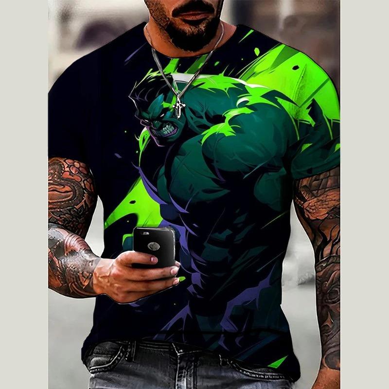 2026 Summer Disney New Men's Fashion Loose Avengers Printed Round Neck Short Sleeve T-shirt Casual Daily Top