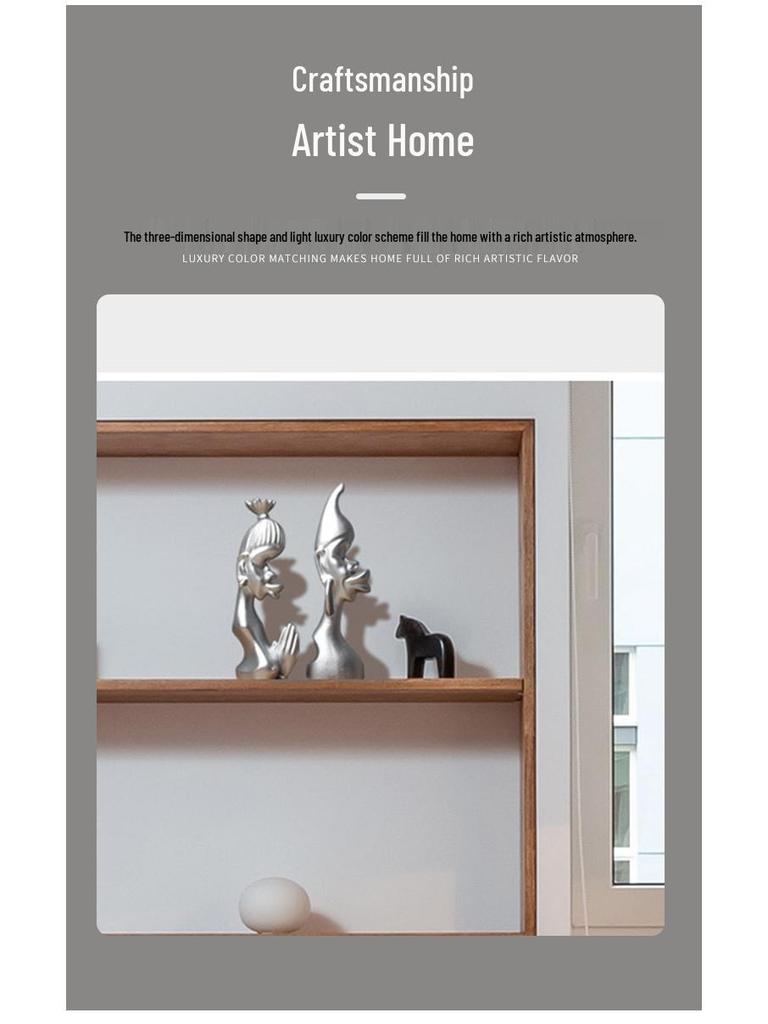 African Couple Resin Sculpture: Nordic Home Decor for Living Room