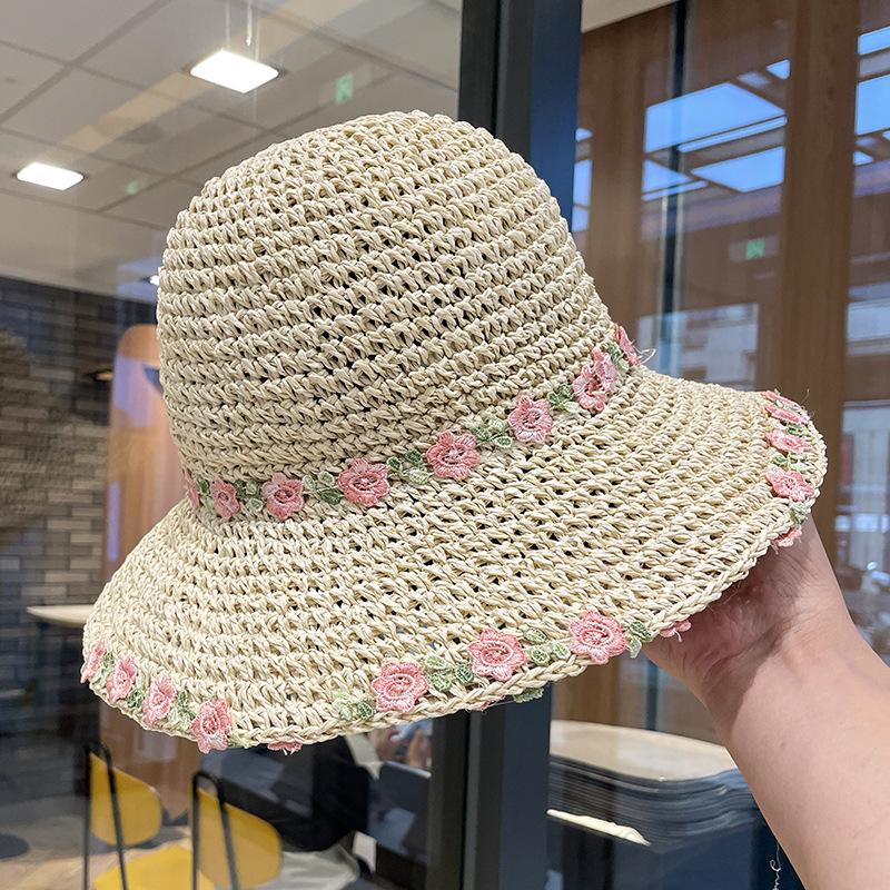 

Популярная соломенная шляпа с цветочным узором для женщин, летняя уличная полая дышащая солнцезащитная повседневная шляпа с солнцезащитным козырьком ONE SIZE