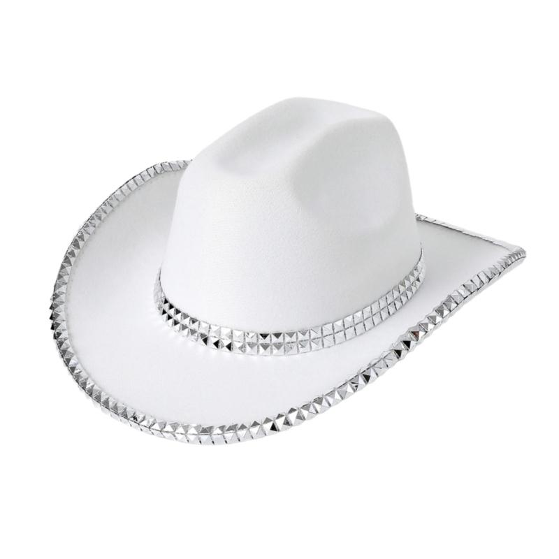 Rivets Cowboy Hats Flickering Studded Hat for Disco House Cocktails Parties