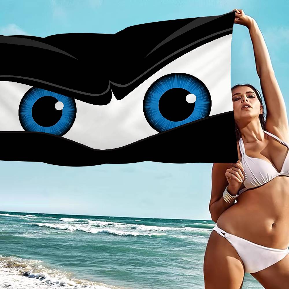 New Cartoon Big Eyes Microfiber Printed Beach Towel Mountain Climbing Yoga Beach Swimming Running Absorbent Soft Towel