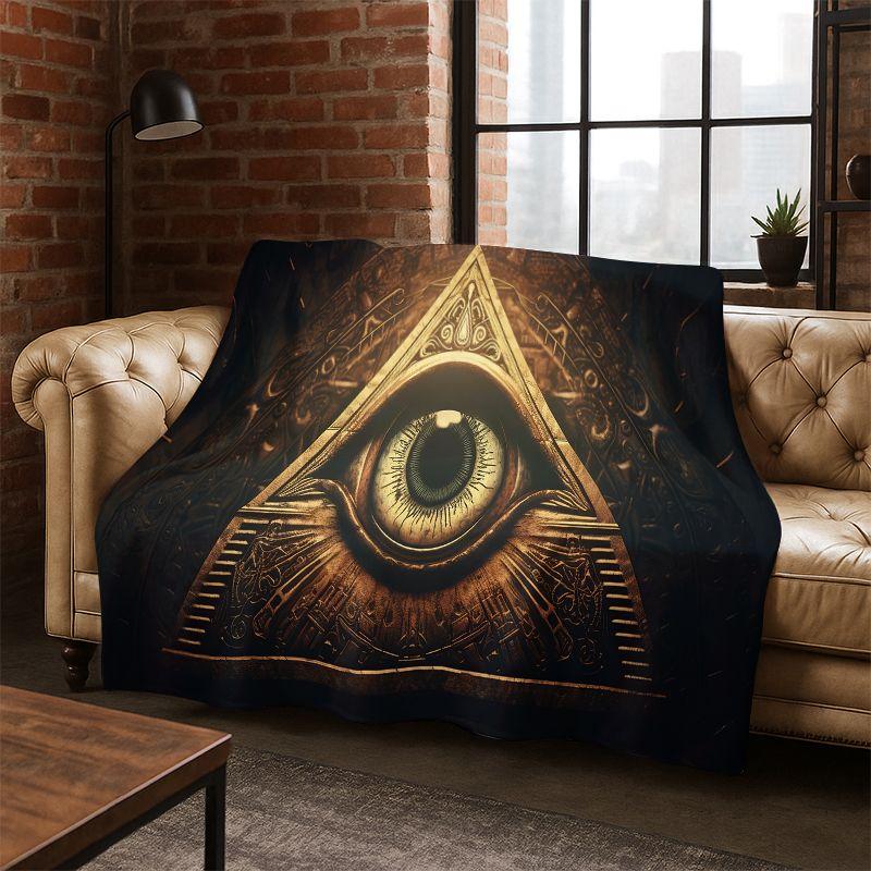 Freemasonry Eye of Providence Evil Eye Nazar Eye of Horus Flannel Blanket Throw Blanket for Bedroom Living Room Bed Travel Gift Size: 75*100cm, Weight: 230 GSM
