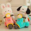 Motorcycle Plush Stuffed Animals Panda Rabbit Dog Pull The Wire Rid Motorcycle Dolls Funny Decor Toys Soft Pillow Birthday Gift