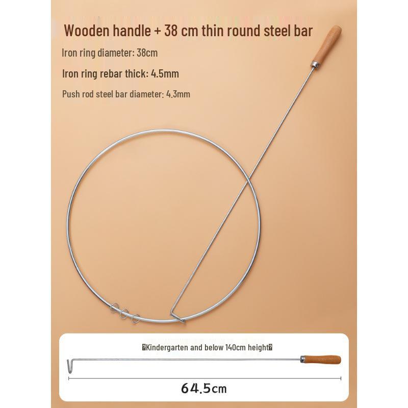 Nostalgic Iron Hoop Toy for Adults & Kids - Classic Push and Roll Game