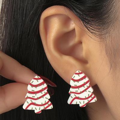 European & American Heart Acrylic Christmas Tree Women's Earrings