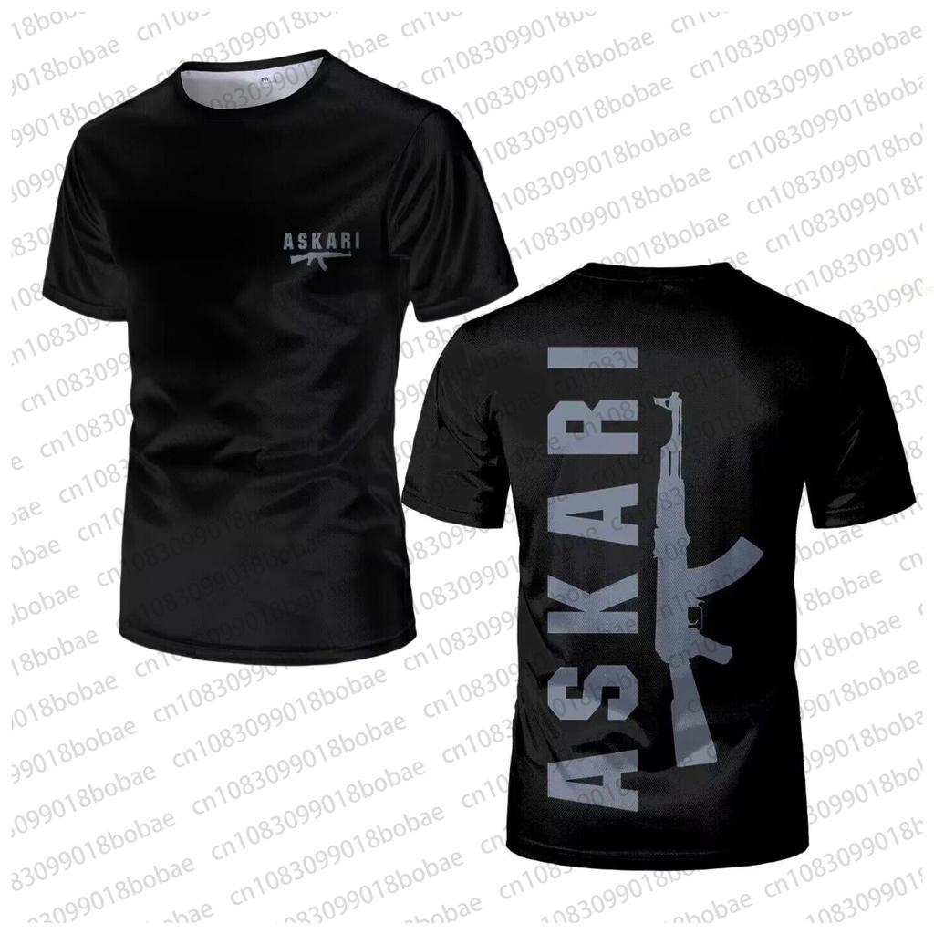 ASKARI Boxing Fighting Match Design 3D Men Fitness Short Sleeve T-shirt Breathable Mesh Sports Tees for Male Outdoor Trainning T