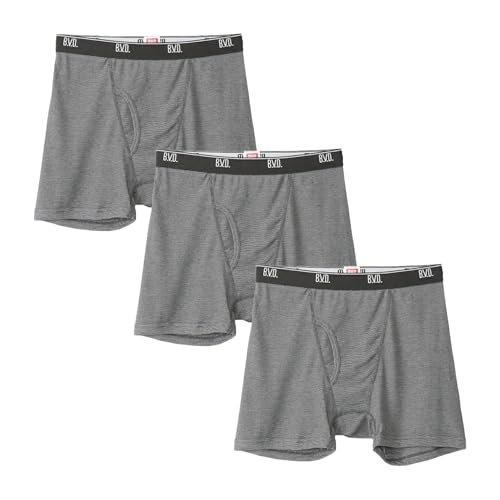 B.V.D. Men's Boxer Briefs 3-Pack, Quick-Dry Moisture-Wicking Cotton Blend Underwear, Tagless Soft Waistband Boxer Shorts