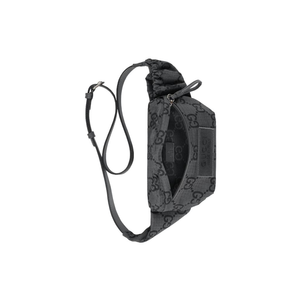 Gucci Allover Logo Zip Closure Waist Bag Large Men Waist Bag Gray Black 767934-FACPM-1246