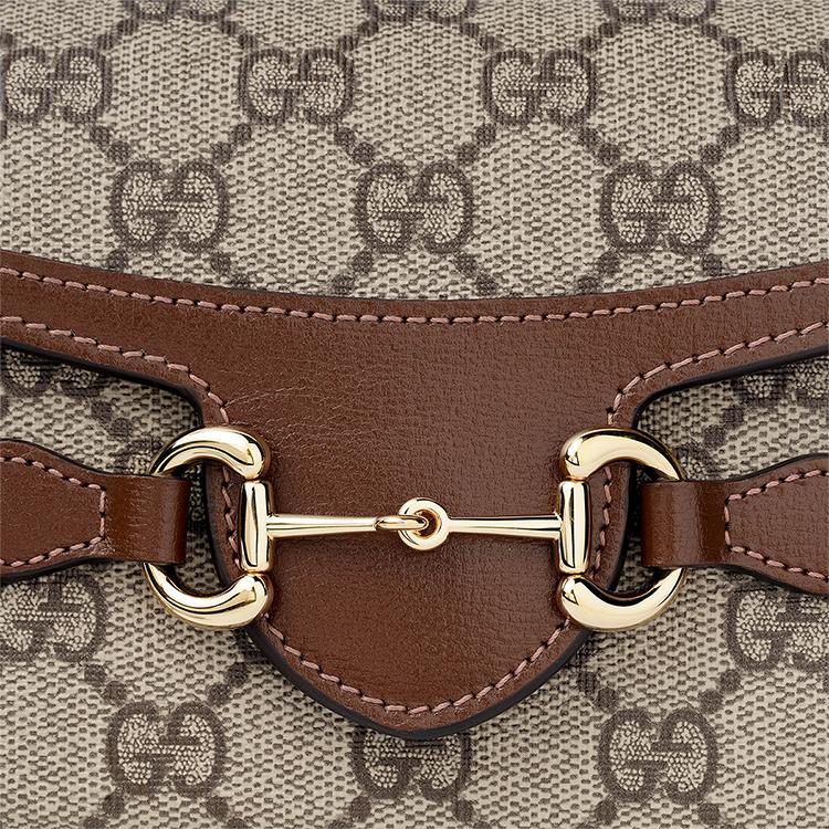 Gucci Horsebit 1955 Messenger Bag With Horsebit Buckle Featuring An Aged Flower Logo Made Of Canvas