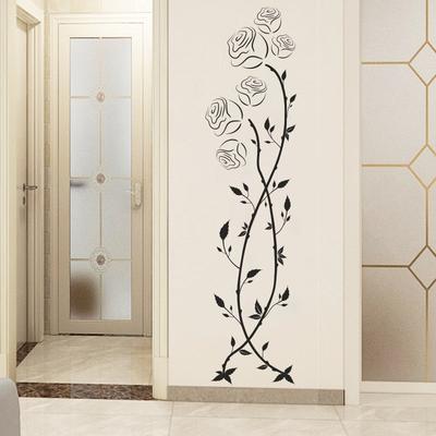 Schwarzer Blumen Wandaufkleber Kreatives Design Selbstklebend Abnehmbar Heimdeko für Wohnzimmer Schlafzimmer Flur