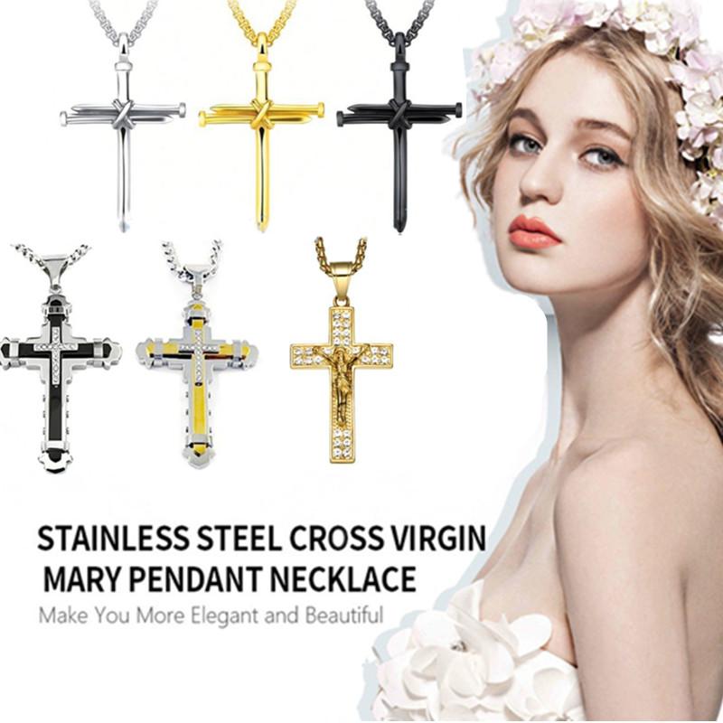 Buy 1PCS Cross Necklace Unisex Scripture Religious Stainless Steel