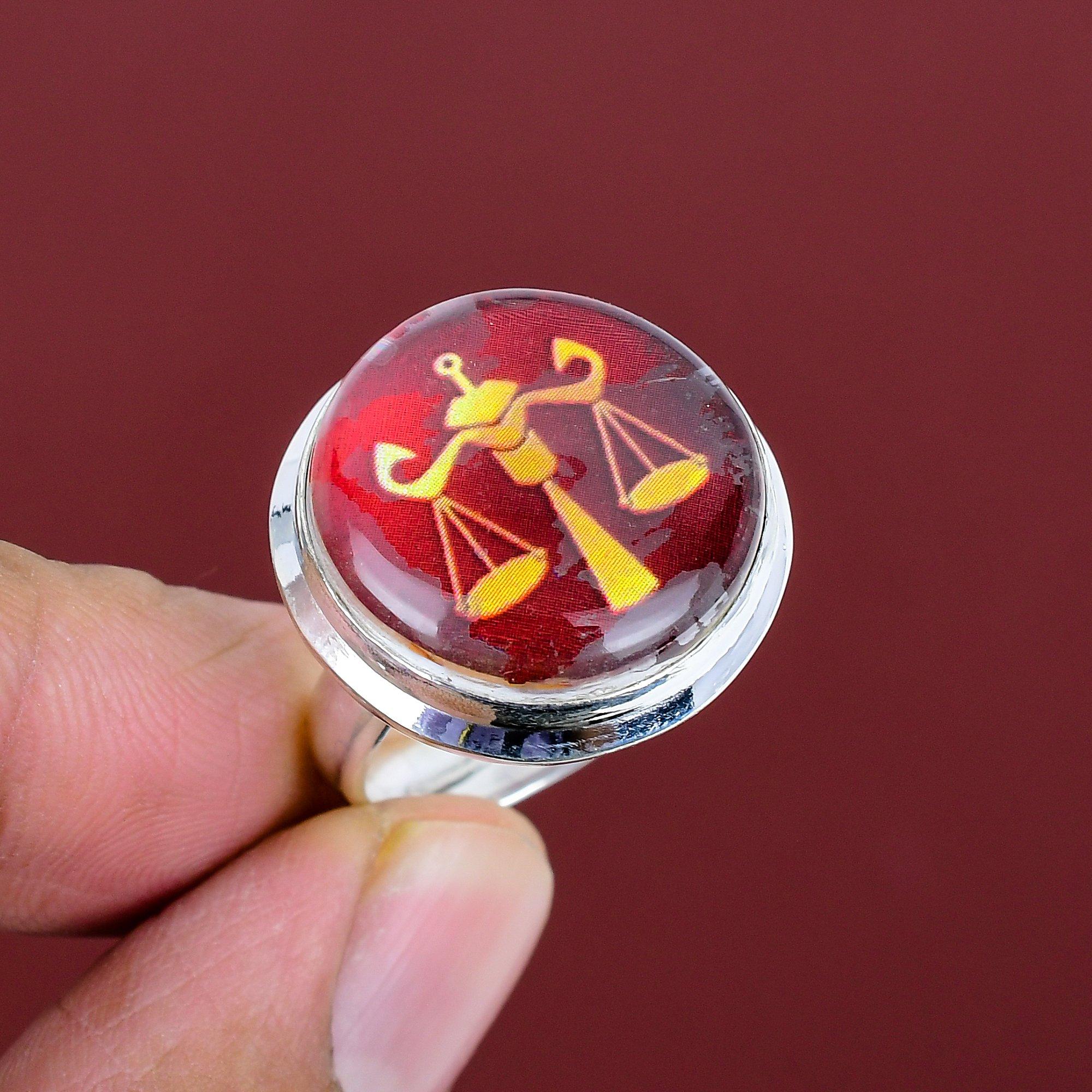 Libra zodiac sign in red onyx ring dainty horoscope ring 925 sterling silver ring libra zodiac astrological jewelry adjustable gemstone ring Adjustable