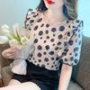 New Summer Fashion Polka Dot Chiffon Top Short-sleeved T-shirt Women's High-end Chic Beautiful Shirt Fashionable