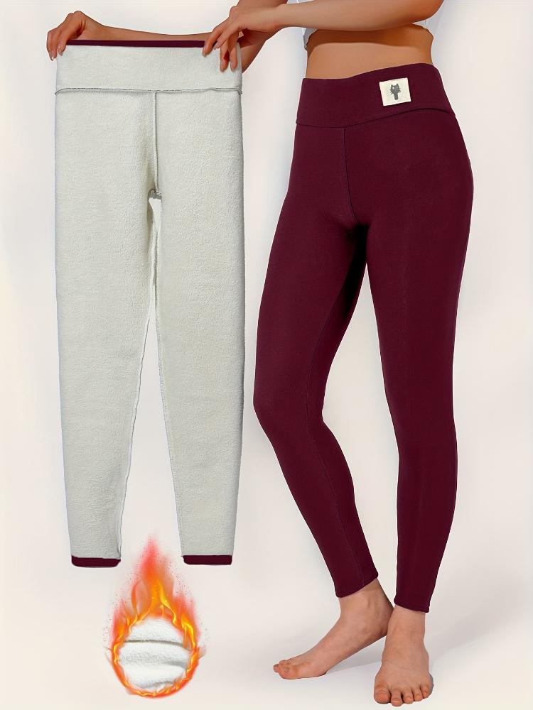 Hochtaillierte bestickte Katze Fleece Skinny Hose für Damen, Herbst- und Winter-Lauf- und Rad-Leggings, Yogahose