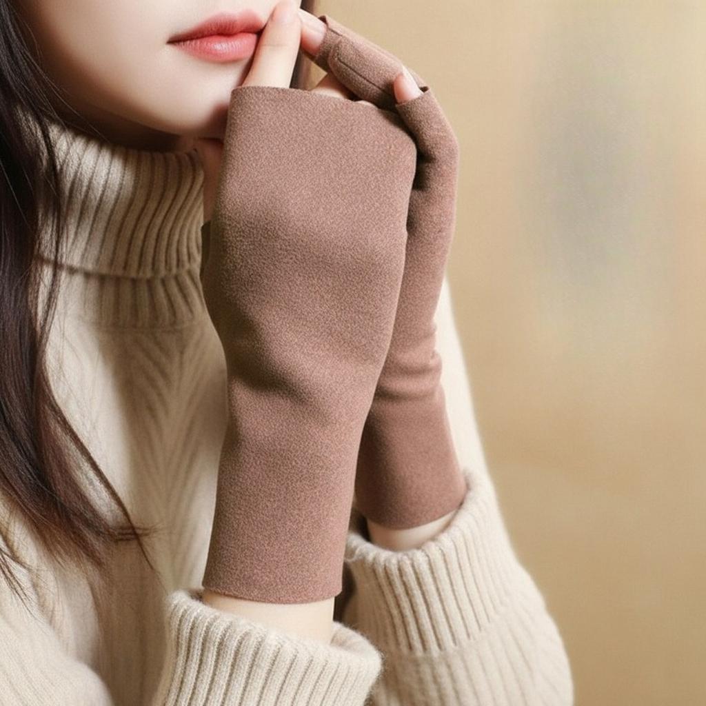 De Rong, Half Fingered Gloves, Warm, Student, Writing, Touchscreen, Gloves, Self Heating, Office, Typing, Fingerless Gloves
