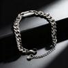Fashion Classic Chunky Cuban Link Bracelet, Silver Color Stainless Steel Charm Wristband Bracelet, Punk Popular Jewelry for Men