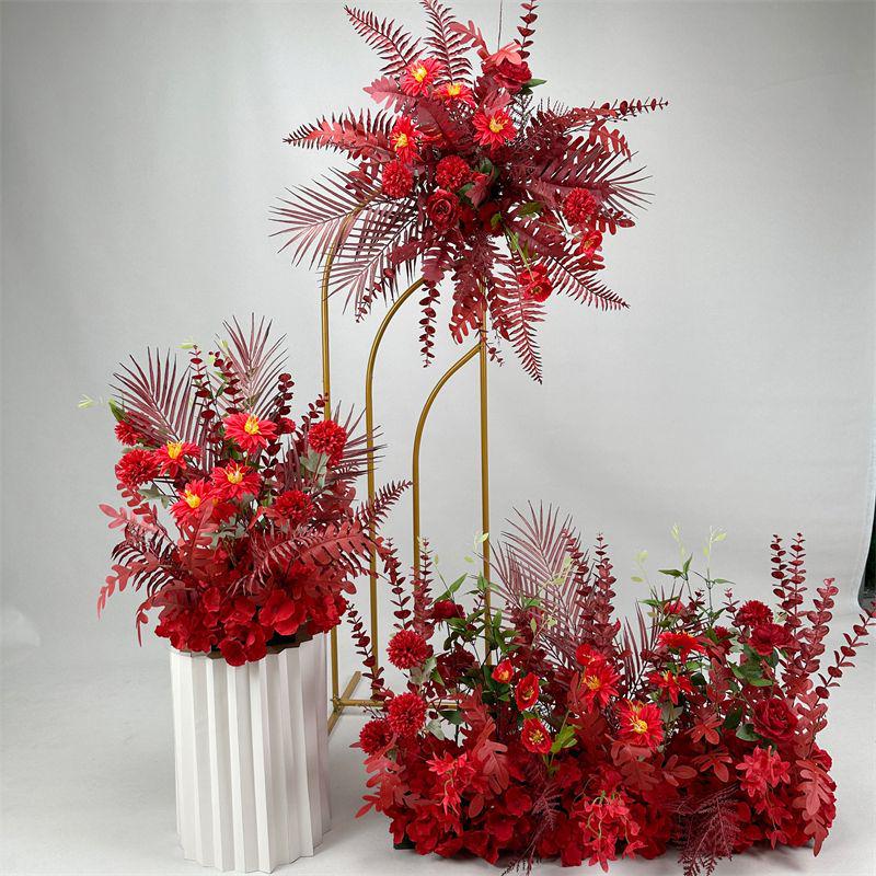 Wedding Floristry: Simulated Flower Scene Arrangement with Seven Optional Colors for T-Stage and Aisle Decoration