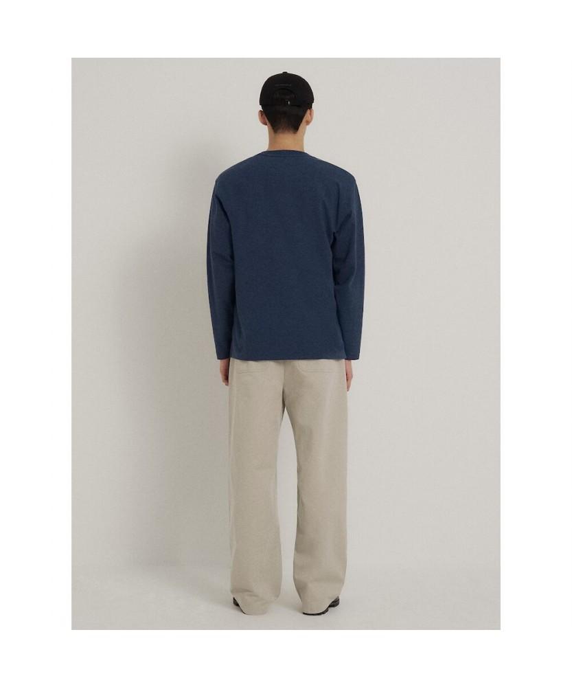 Binpolmen Melange Pocket Logo T-Shirt Navy