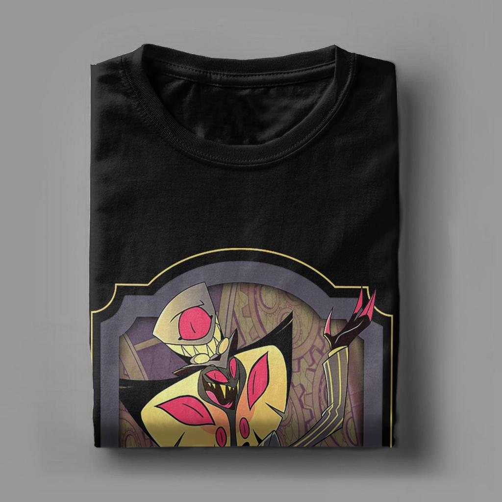 Hazbin T-Shirts Hotels Sir Pentious Men Anime figure Cartoon Vintage Cotton Tees Crewneck Short Sleeve T Shirts Graphic Printed