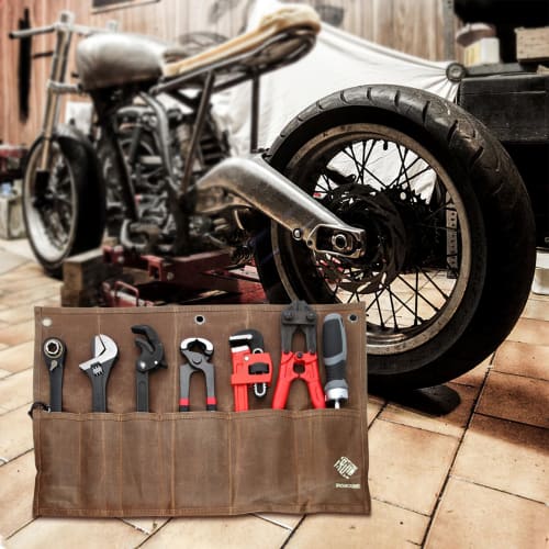 IRONCUBE Tool Roll Case, Tool Roll Pouch, Tool Holder, Tool Bag, Portable Woodworking Tool Storage Bag with 6 Pockets for Organizing Gardening and Han